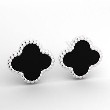 Stud earrings, enamel clover, silver 925, SZ 180