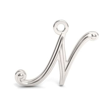 Decorative Charm - Letter N, Silver 925 Letter N