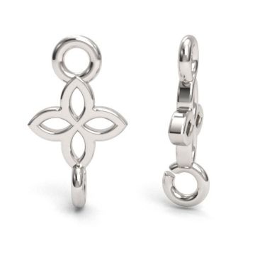 Small, decorative connector  - flower, clover, silver 925 S-CHARM 747