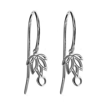 Earwires with lotus flower and jumpring, Silver 925 BO 60