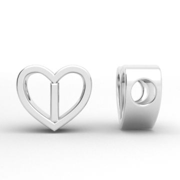 Decorative open-work charm, Heart with letter I, silver 925 HEART ODL-I