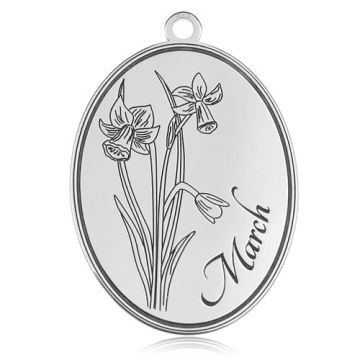 Charm Birth Month with Daffodil - March, silver 925 BL 874 - 0,8 mm