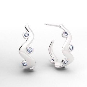 Stud earrings in an irregular, wavy shape with Preciosa crystals, silver 925 EX 38