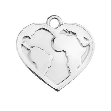 Charm Heart-Globe Silver 925 S-CHARM 489