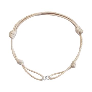 Light beige Cord Bracelet Finding Silver 925 13-21 CM