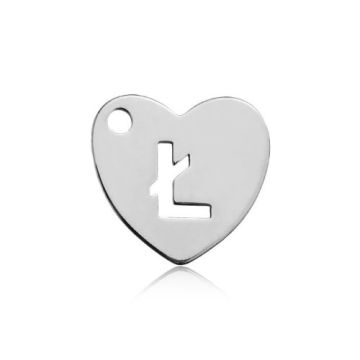 Charm Heart with Letter Ł Silver 925 BL HEART Ł - 0,8 mm