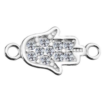 Connector Hamsa with crystals, Silver 925 S-CHARM 553