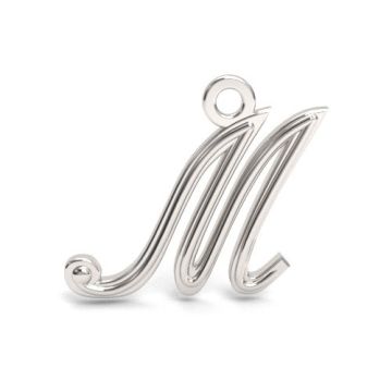 Decorative Charm - Letter M, Silver 925 Letter M