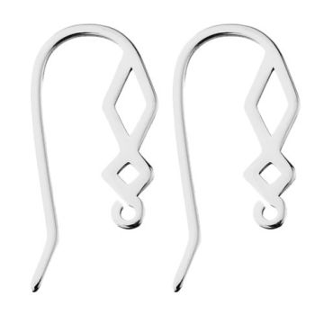 Earwires with decorative ornament and open jumpring, Silver 925 BO 56