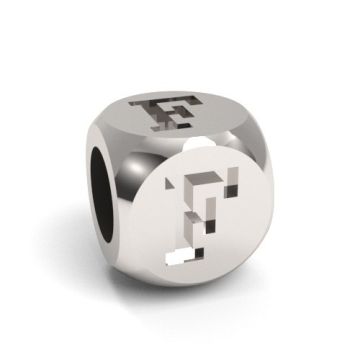 Charm with a letter F, silver 925 CUBE F