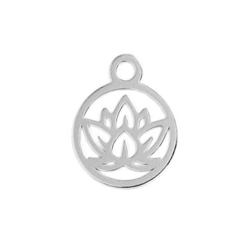 Decorative charm - Lotus flower in a circle , silver 925 BL 929 - 0,4 mm