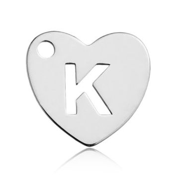 Charm Heart with Letter K Silver 925 BL HEART K - 0,4 mm