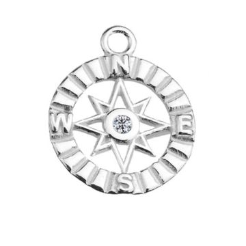 Charm Windrose with crystal, Silver 925 S-CHARM 522