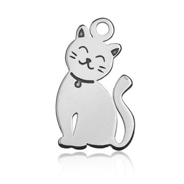 Charm Kitty engraved, Silver 925 BL 436 - 0,8 mm