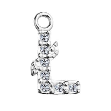 Charm Letter Ł with crystals, Sterling Silver 925 S-CHARM Ł