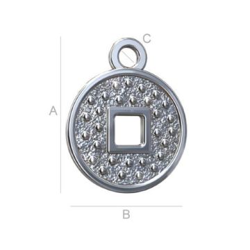 Charm Chinese Coin Silver 925 ODL-00012