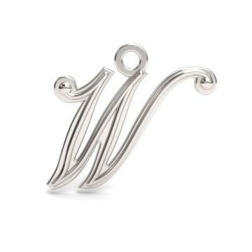 Decorative Charm - Letter W, Silver 925 Letter W