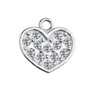 Charm Heart with crystals, Silver 925 S-CHARM 407