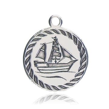 Decorative charm, pendant with an engraved ship, silver 925 BL 948 - 0,4 mm