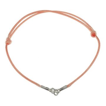 Salmon-pink Cord Bracelet Finding Silver 925 11-22 CM