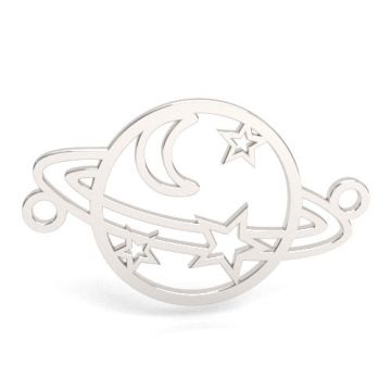 Decorative charm, planet / Saturn connector , silver 925 BL 943 - 0,8 mm