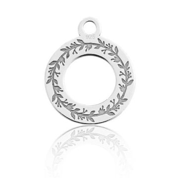 Charm Circle with Floral engraving Silver 925 BL 683 - 0,4 mm