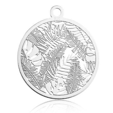 Round Charm with Palm Leaves Silver 925 BL 680 - 0,4 mm