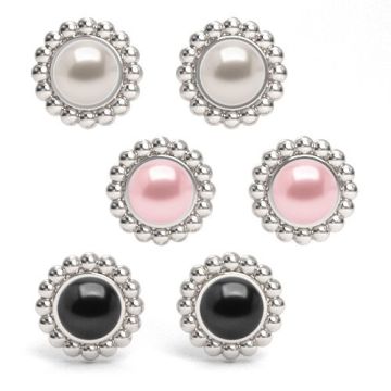 Earrings, earstuds Flowers with Preciosa Button Pearl Silver 925, SZ 80