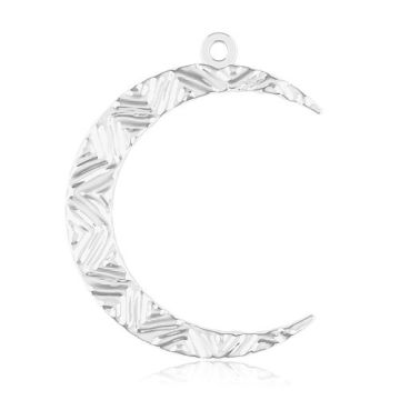 Decorative moon charm with double-sided Aztec pattern, Silver 925 S-CHARM 794