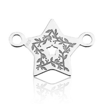 Connector Star with Floral Engraving Silver 925 BL 688 - 0,4 mm