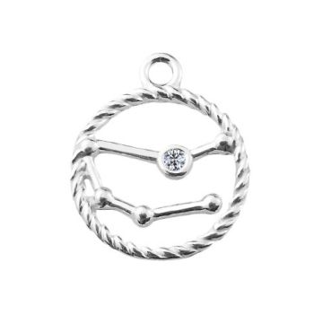 Charm Zodiac Sign - Constellation of Gemini with crystal, Silver 925 S-CHARM 603