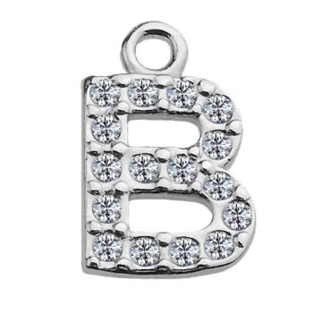 Charm Letter B with crystals, Silver 925 S-CHARM B