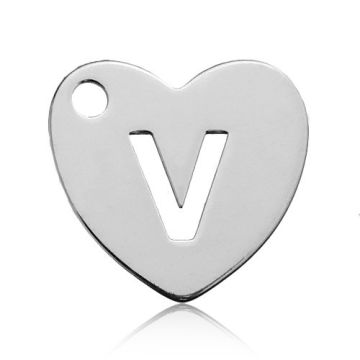 Charm Heart with Letter V Silver 925 BL HEART V - 0,8 mm