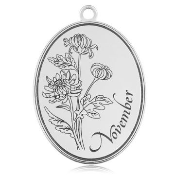 Charm Birth Month with chrysanthemum - November, silver 925 BL 882 - 0,8 mm