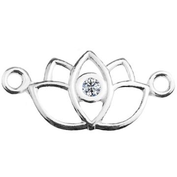 Connector Lotus Flower with crystal, Silver 925 S-CHARM 497