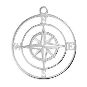 Decorative charm, pendant - compass, wind rose in a circle , silver 925 BL 933 - 0,4 mm